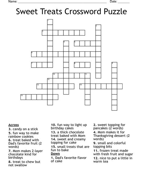 Sandwich treat is a crossword puzzle clue. Clue: Sandwich treat. Sandwich treat is a crossword puzzle clue that we have spotted over 20 times. There are related clues (shown below).